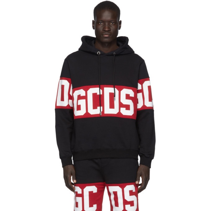 Photo: GCDS Black and Red Band Logo Hoodie