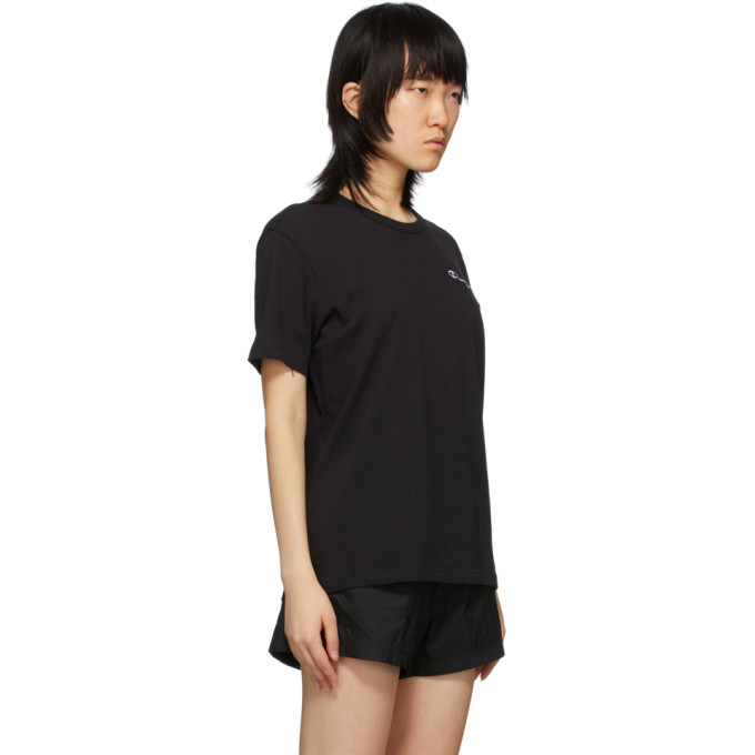 Champion Reverse Weave Black Script Logo Back T-Shirt
