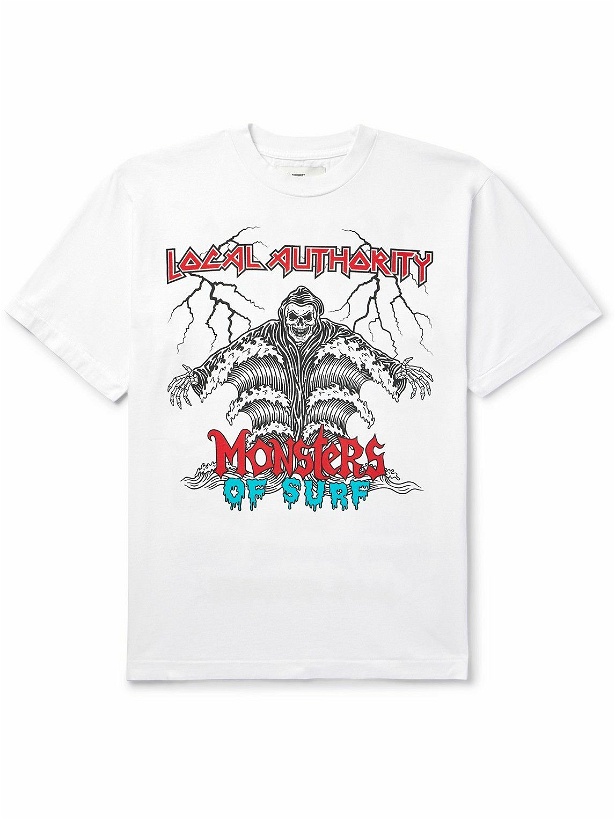 Photo: Local Authority LA - Monsters of Surf Logo-Print Cotton-Jersey T-Shirt - White