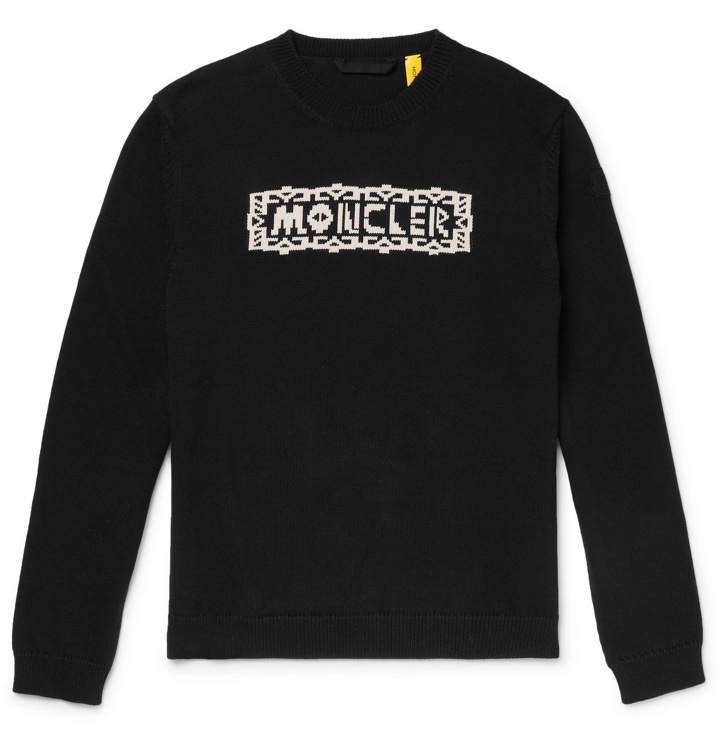Photo: Moncler Genius - Logo-Intarsia Cotton-Blend Sweater - Black
