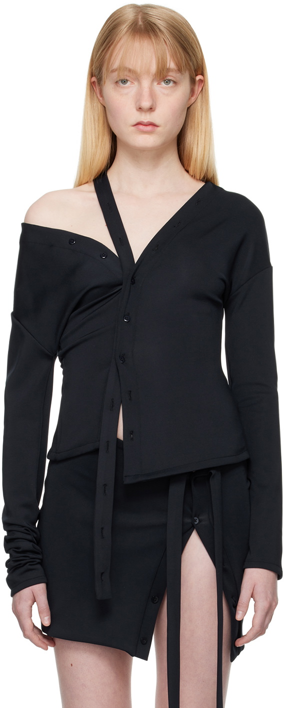 Jade Cropper Navy Strap Shirt