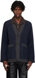 Universal Works Navy & Gray Patch Cardigan