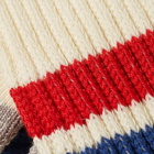 RoToTo Coarse Ribbed Old School Crew Sock in Chili Red/Blue