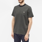 Fred Perry Men's Fine Stripe Heavyweight T-Shirt in Black/Field Green