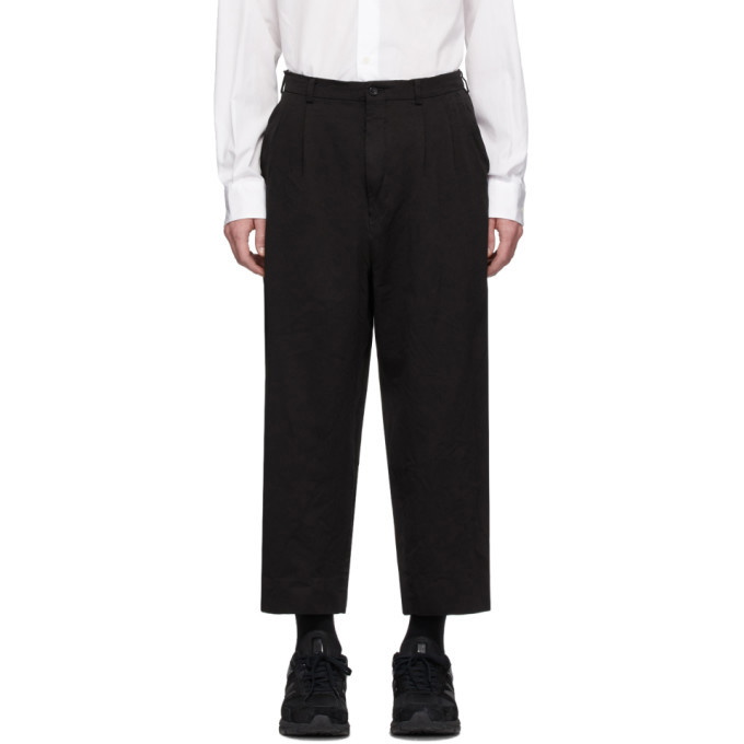 Photo: Comme des Garcons Homme Black Linen Twill Garment-Dyed Trousers