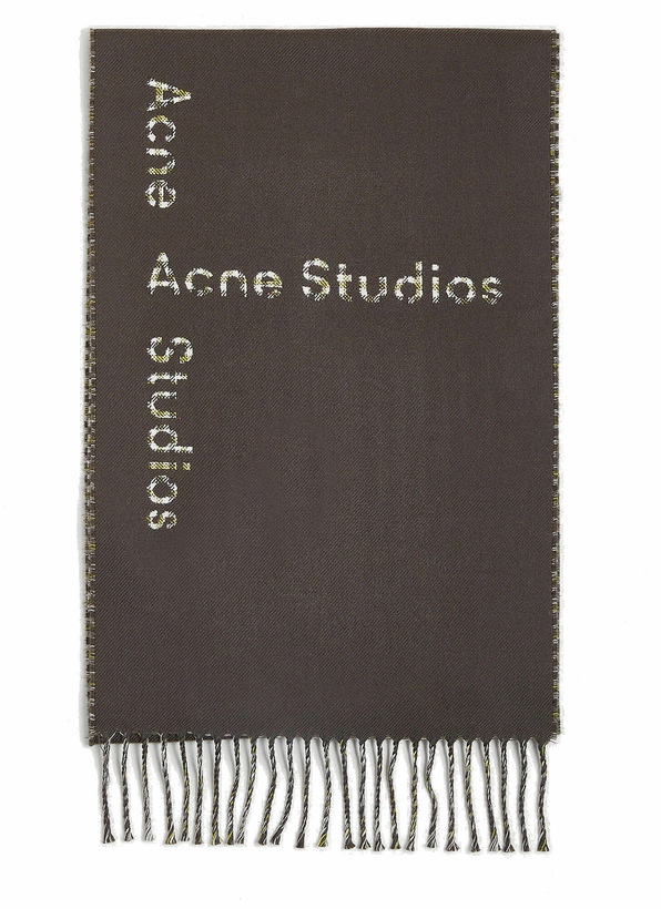 Photo: Acne Studios - Check Logo Scarf in Dark Grey