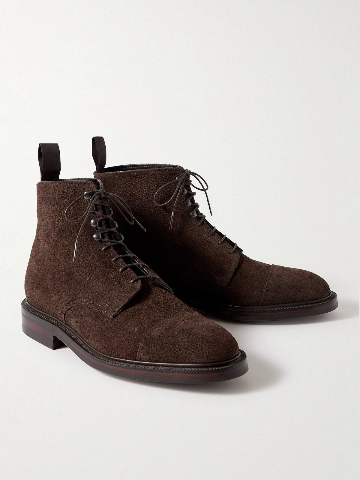 Kingsman - George Cleverley Taron Cap-Toe Pebble-Grain Leather Boots ...