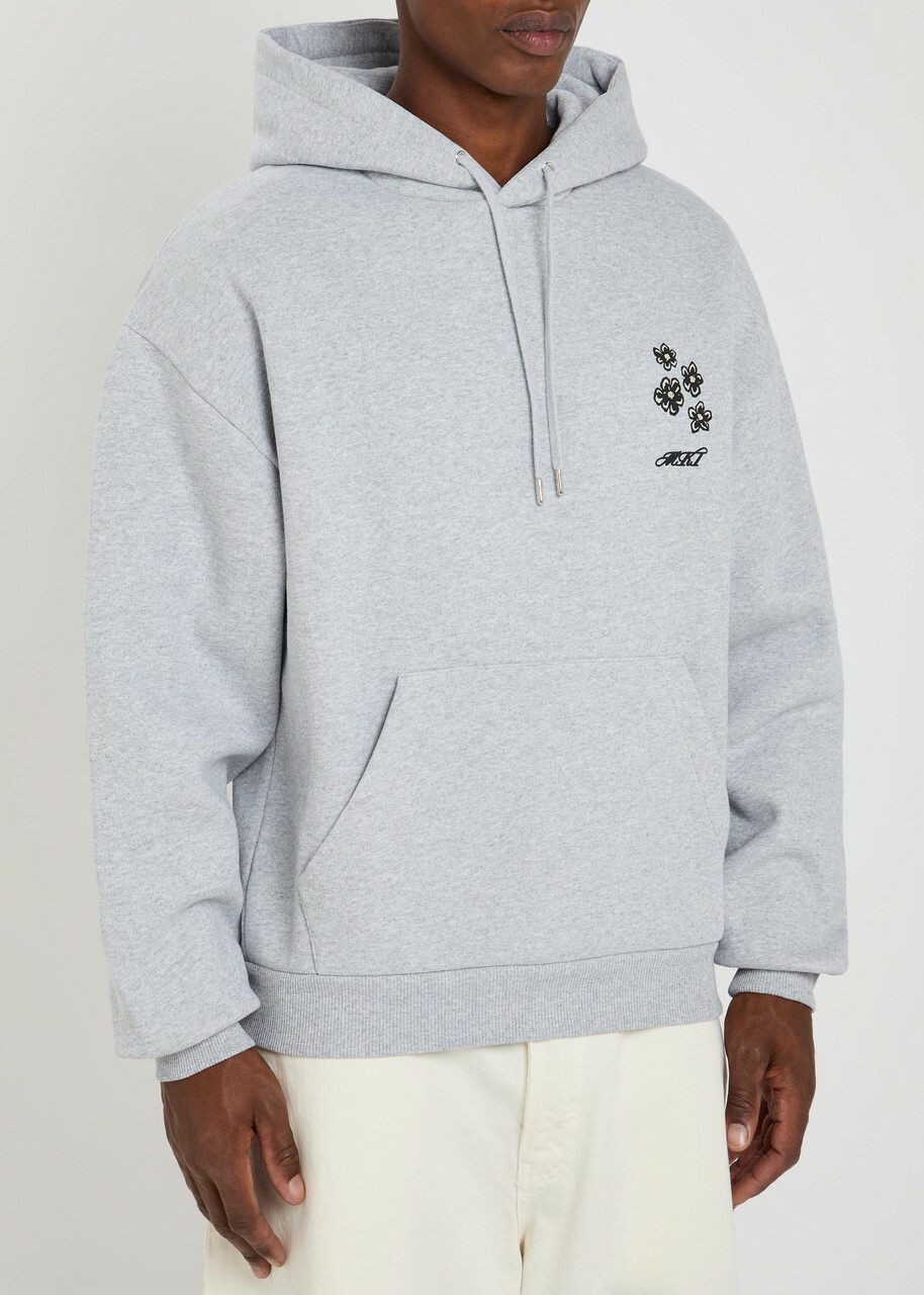 Mki Miyuki Zoku Hibiscus Hooded Cotton-blend Sweatshirt Grey