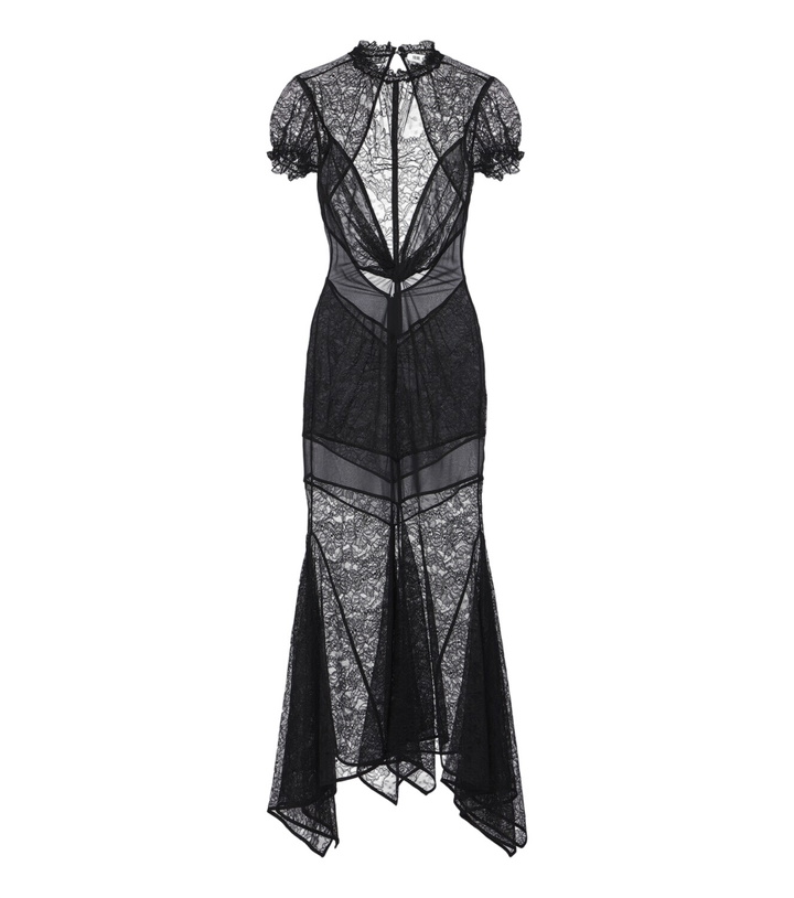 Photo: The Attico Semi-sheer asymmetric lace midi dress