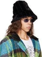 Anna Sui SSENSE Exclusive Black Faux-Fur Bucket Hat