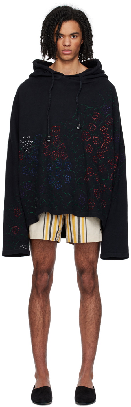 Glass Cypress Black Floral Hoodie