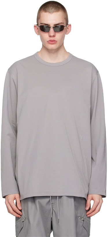 Photo: Y-3 Gray Premium Long Sleeve T-Shirt