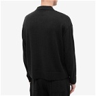 MKI Men's Long Sleeve Lightweight Mohair Knit Polo Shirt in Black