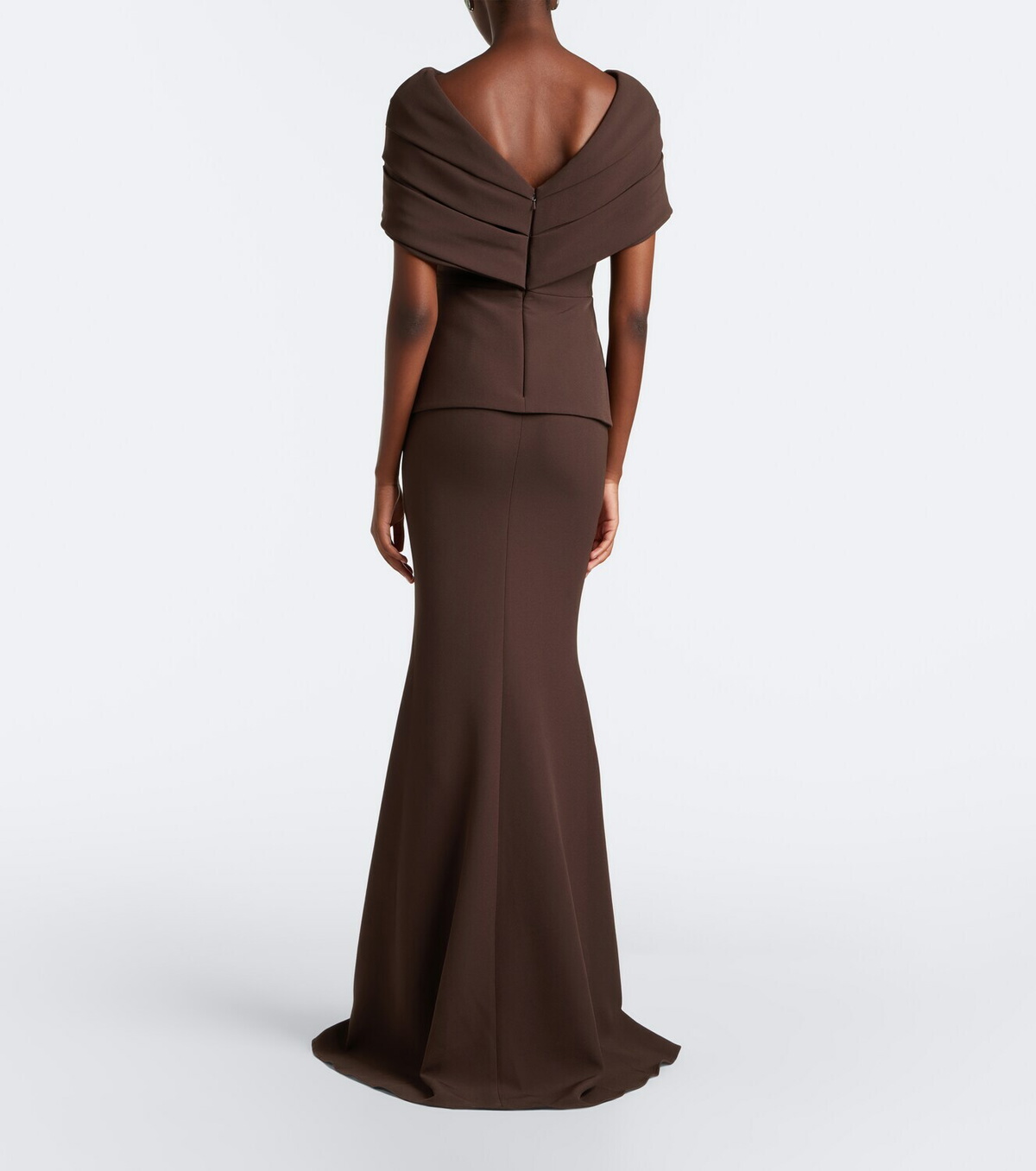 Safiyaa Loura draped peplum crêpe gown