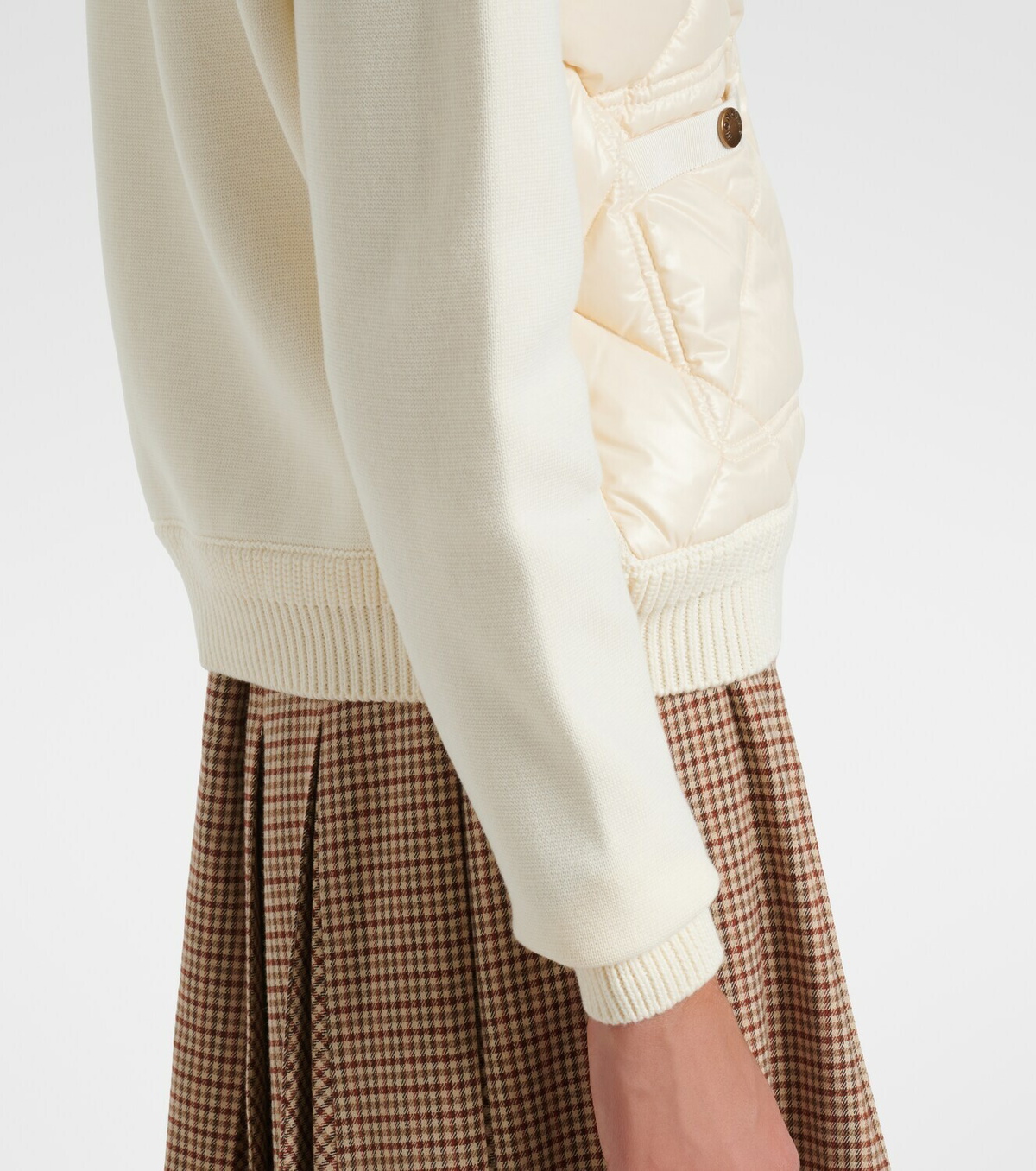 Moncler Down-paneled cotton cardigan
