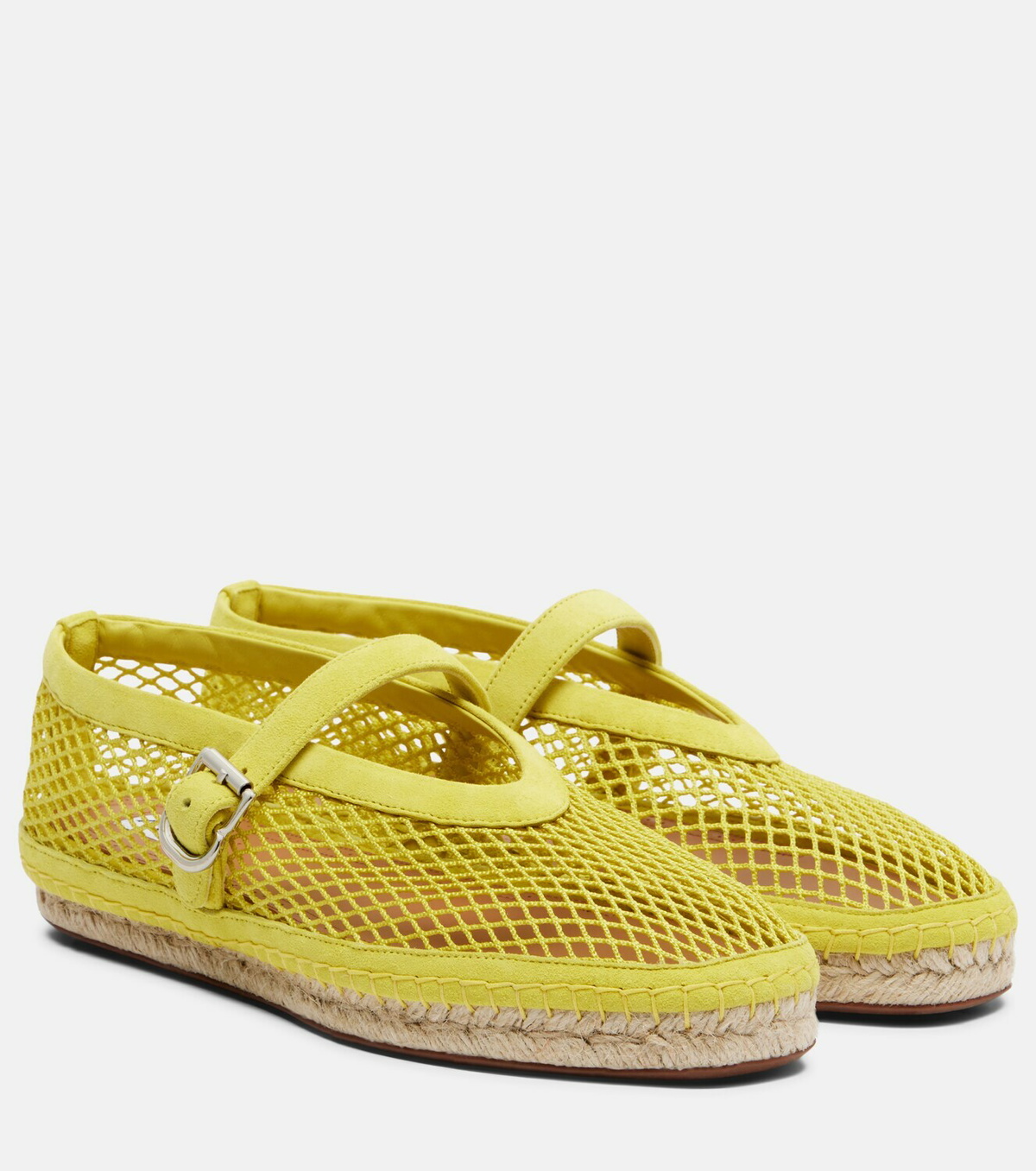 Alaïa Fishnet suede-trimmed espadrilles