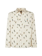 MC2 Saint Barth Man Corduroy Overshirt With Ski Print