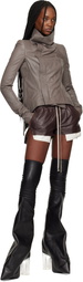 Rick Owens Gray Temple Naska Leather Jacket
