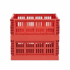HAY Mini Recycled Colour Crate - Set of 2 in Red 