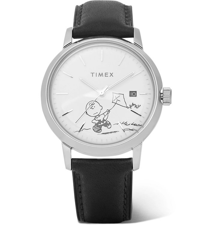 Photo: Timex - Peanuts Marlin Stainless Steel and Leather Watch - White