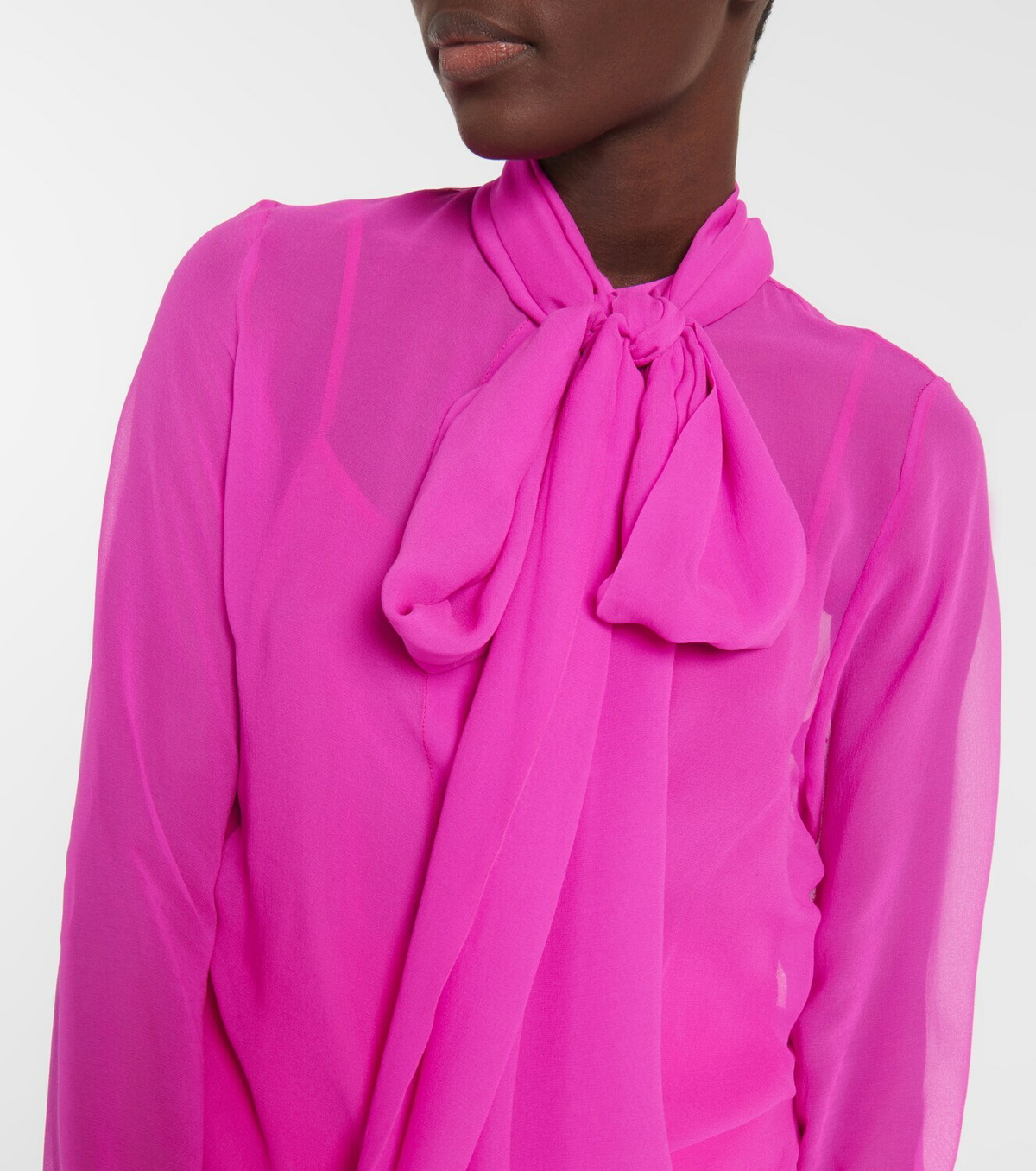 Costarellos Quinn tie-neck silk chiffon blouse Costarellos
