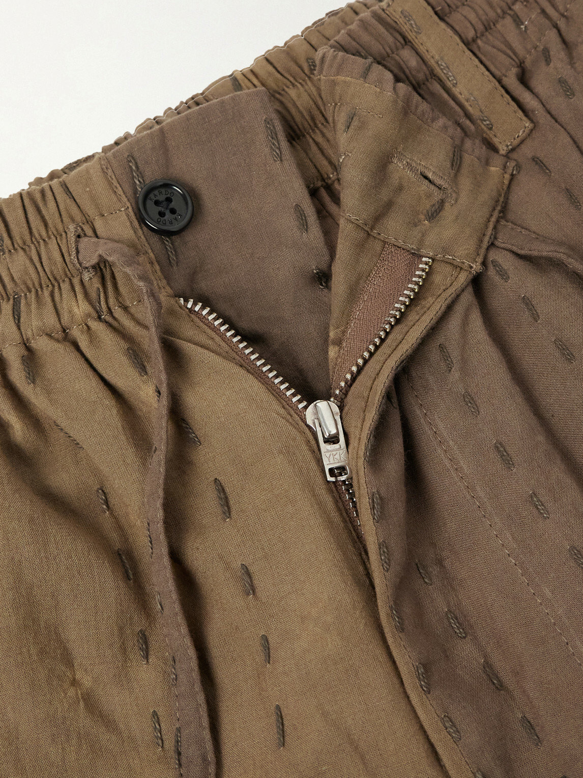 Kardo - Milo Bandhani Straight-Leg Embroidered Cotton Drawstring Shorts - Brown