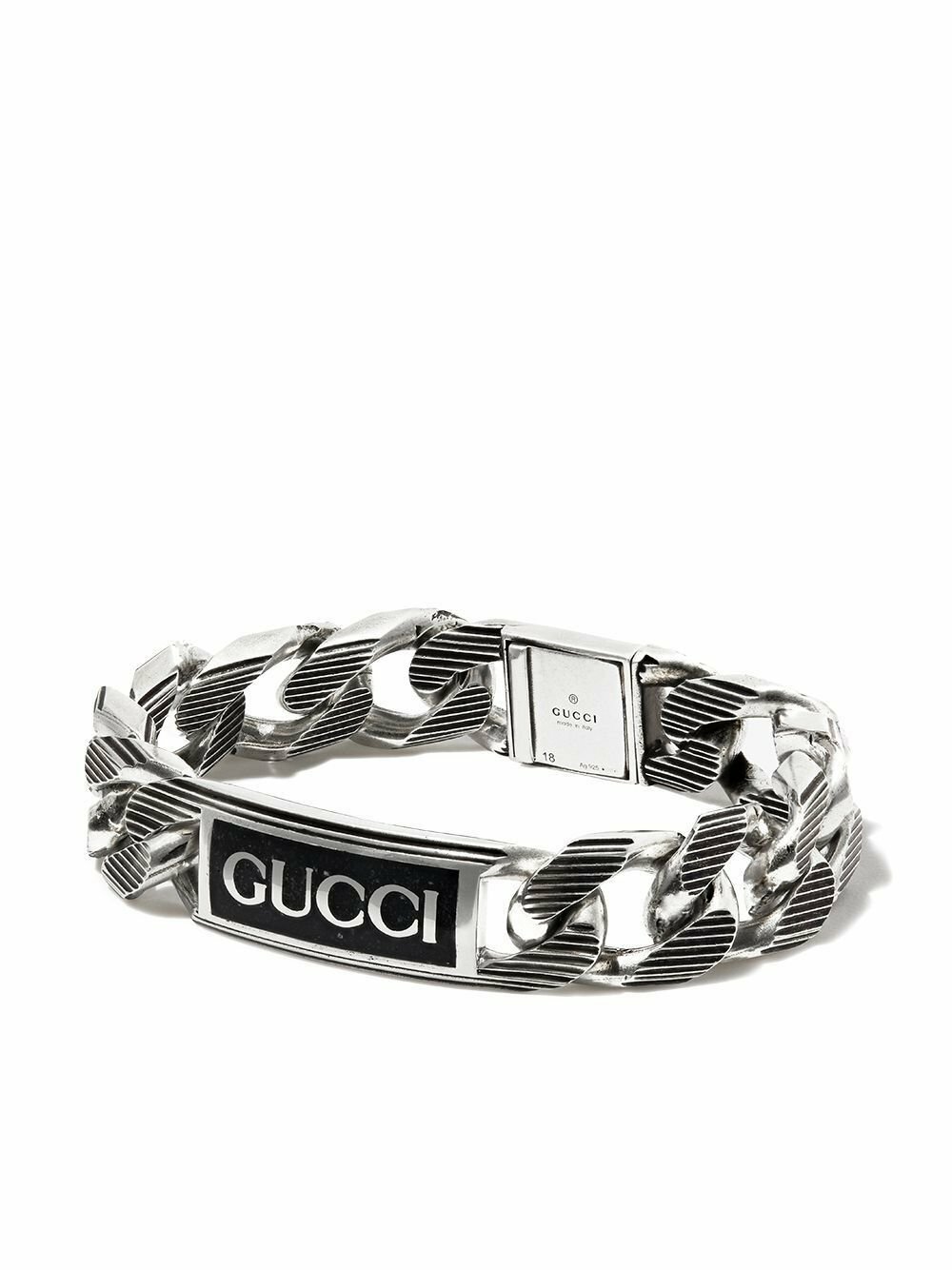 Gucci Sterling Silver Enamel Tag Bracelet Gucci
