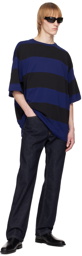 Dries Van Noten Black & Blue Striped T-Shirt