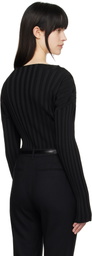 LE17SEPTEMBRE Black Ribbed Collarless Cardigan