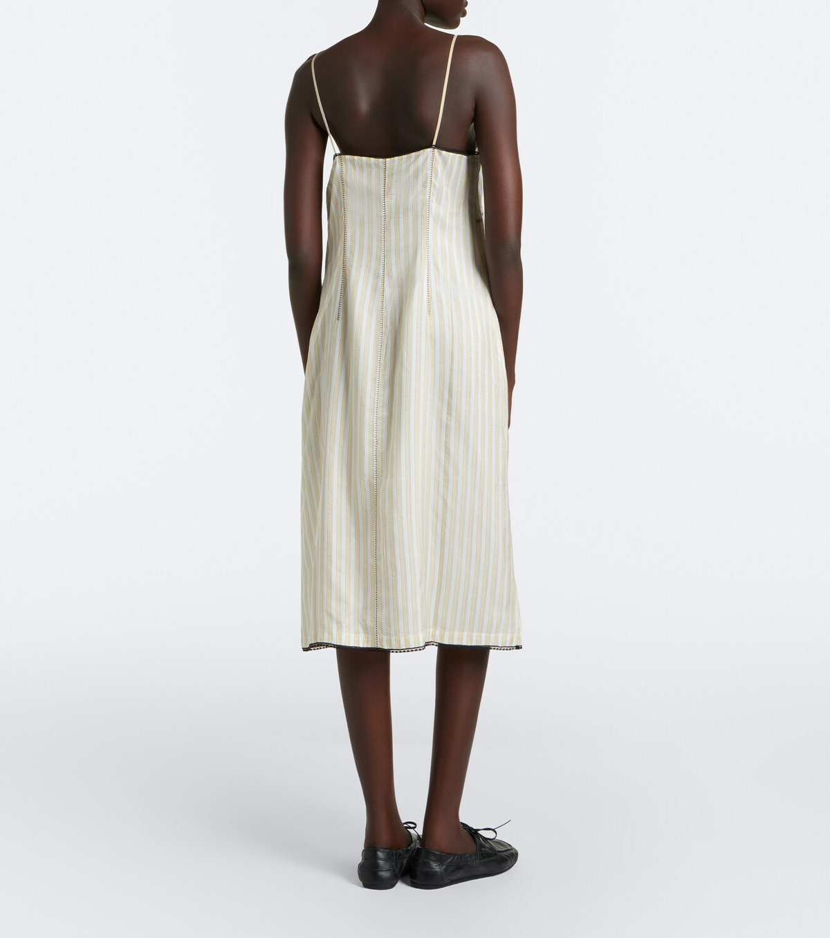 Prada Bow-detail striped midi dress