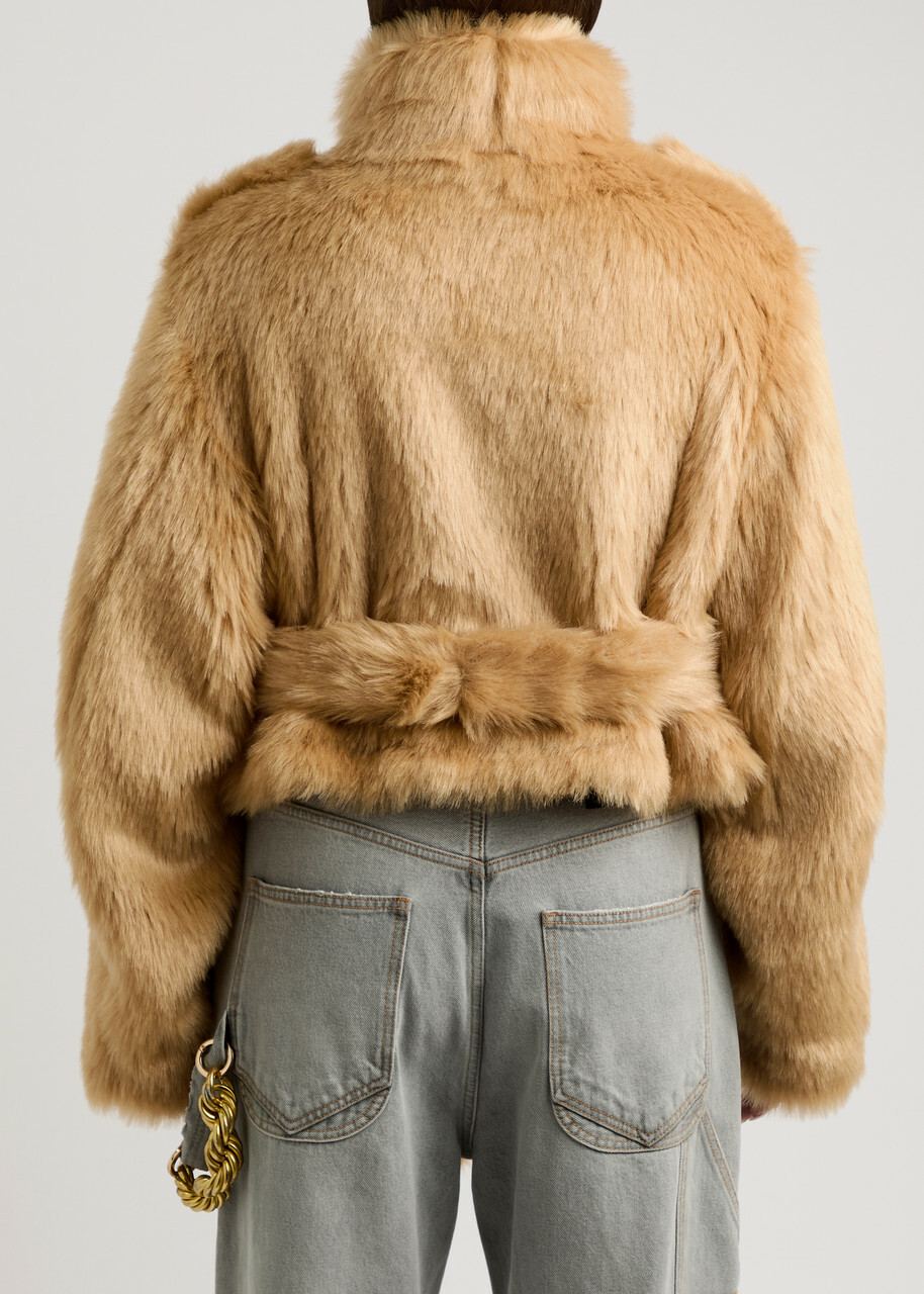 Darkpark Hunter Belted Faux fur Coat Brown