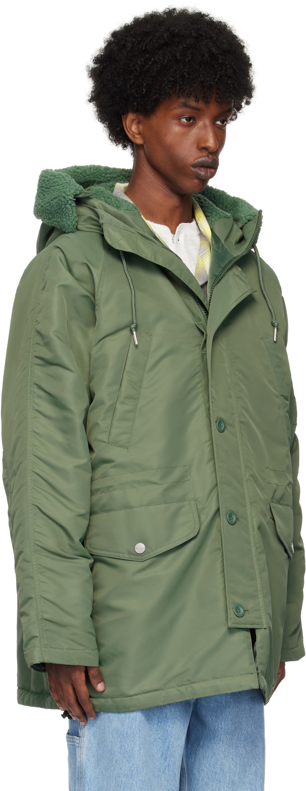 Carhartt Work In Progress Green Hooded Olten Parka Coat