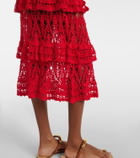 Anna Kosturova Elsie crochet ruffled cotton midi skirt