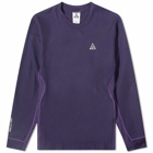 Nike Men's Acg Dri-Fit Goat Rocks Long Sleeve Winter T-Shirt in Purple Ink/Purple Cosmos/Summit White