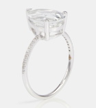 Persée Birthstone 18kt gold ring with diamonds and white topaz