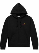 Carhartt WIP - Logo-Embroidered Cotton-Blend Jersey Zip-Up Hoodie - Black
