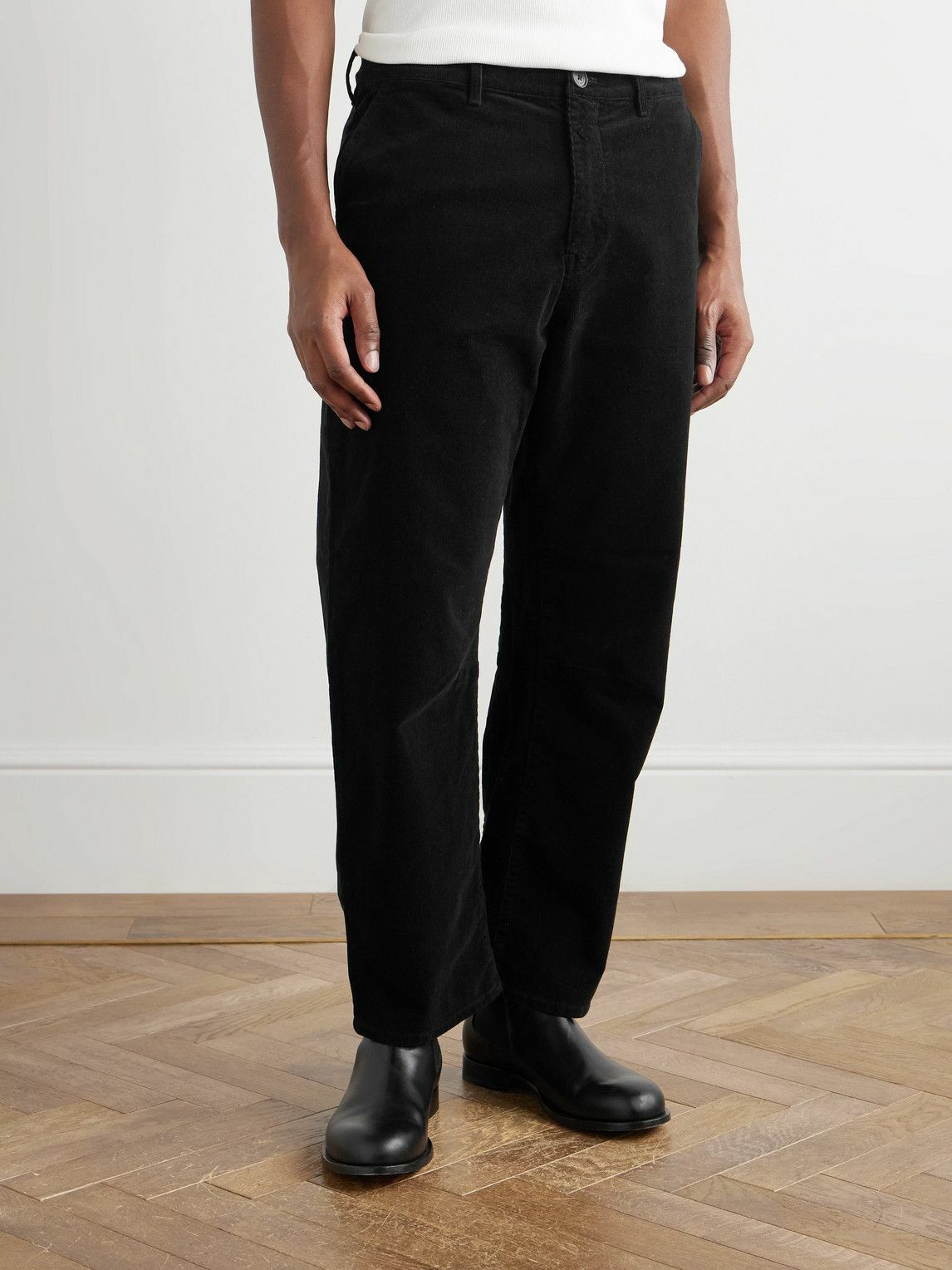 Nili Lotan - Carpenter Cropped Straight-Leg Cotton-Blend Corduroy Trousers - Black