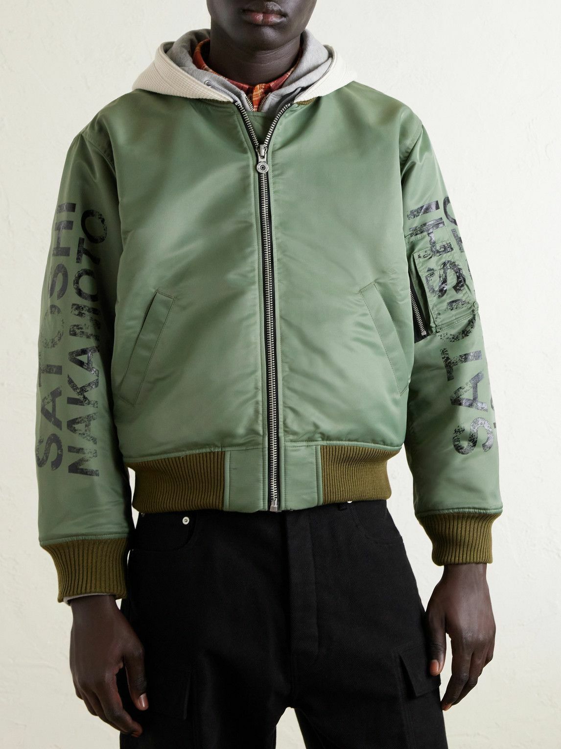 Satoshi Nakamoto - Abandoned Theme Park Printed Shell Bomber Jacket - Green