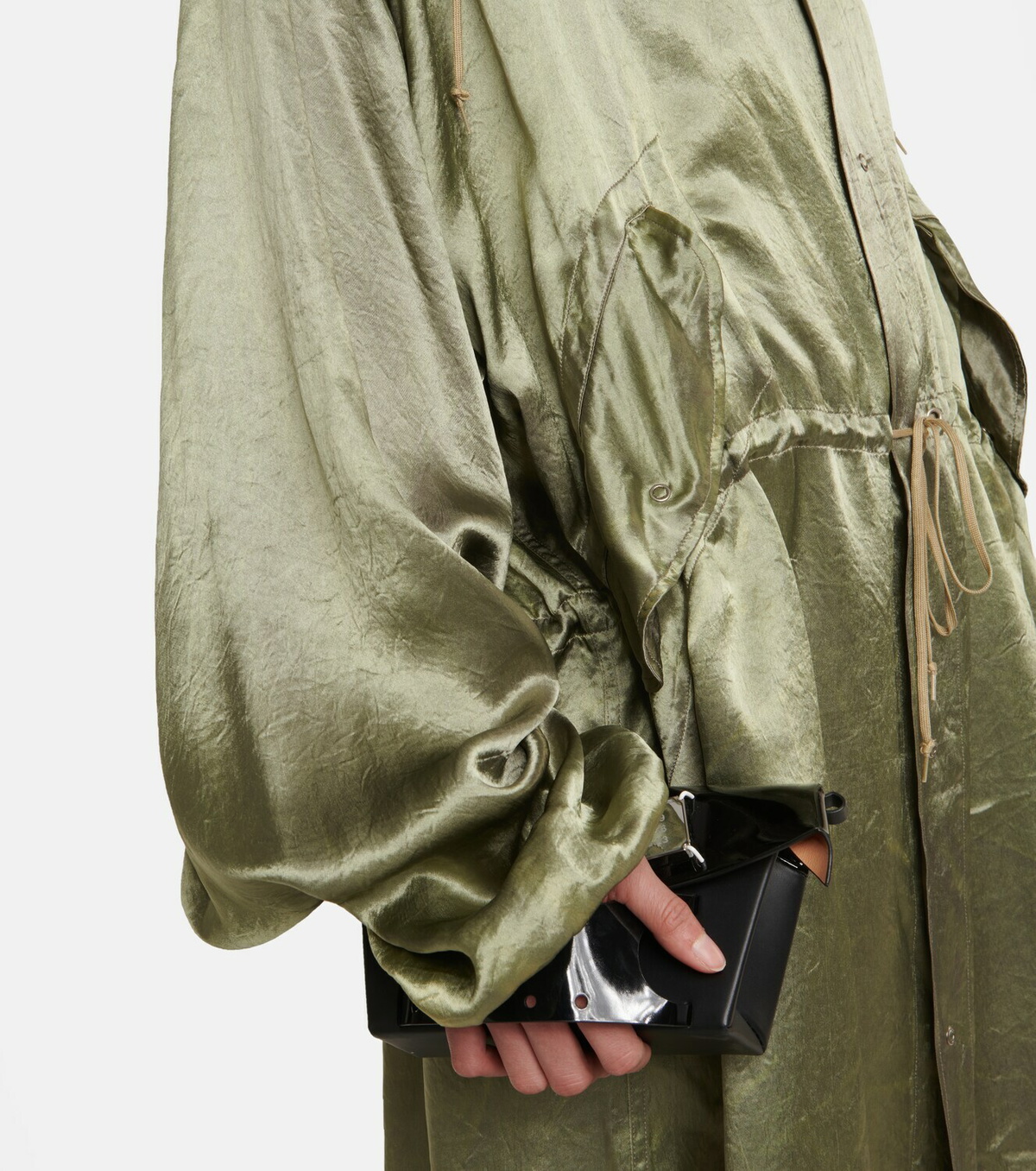 Maison Margiela Hooded satin midi parka dress