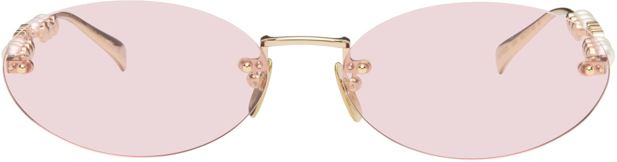 Gucci Gold Oval Frame Sunglasses