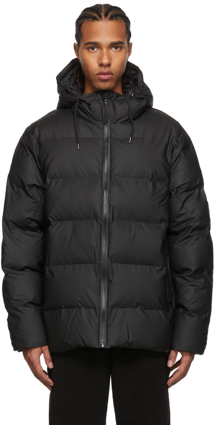 RAINS Black Puffer Jacket Rains