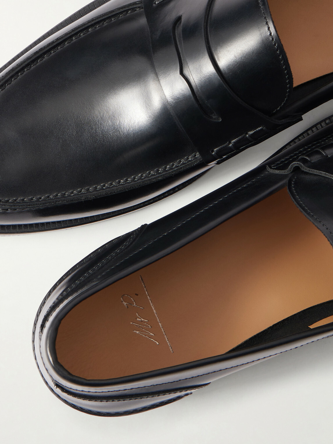 Mr P. - Split-Toe Leather Penny Loafers - Black
