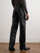 Marine Serre - Straight-Leg Debossed Leather Trousers - Black