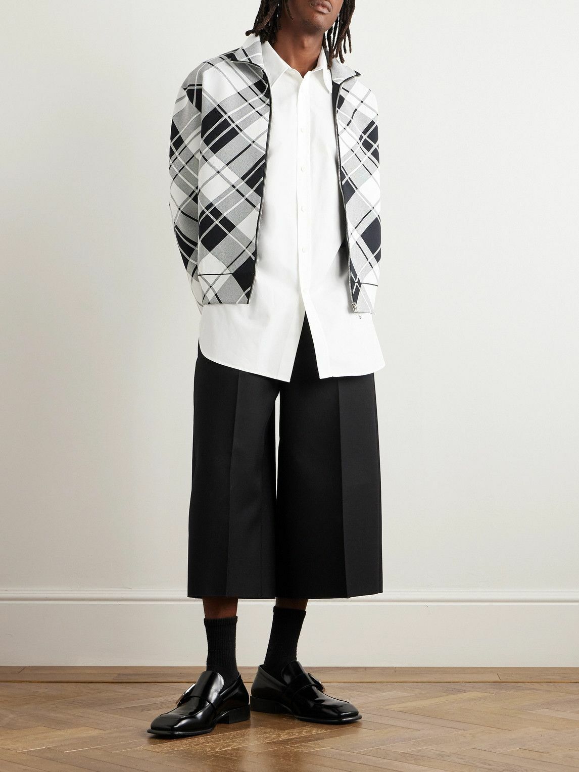 Burberry - Checked Jacquard-Knit Zip-Up Sweater - Black Burberry Burberry - Checked Jacquard-Knit Zip-Up Sweater - Black Burberry