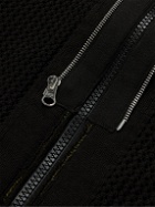 Stone Island Shadow Project - Logo-Appliquéd Open-Knit Cotton Hoodie - Black