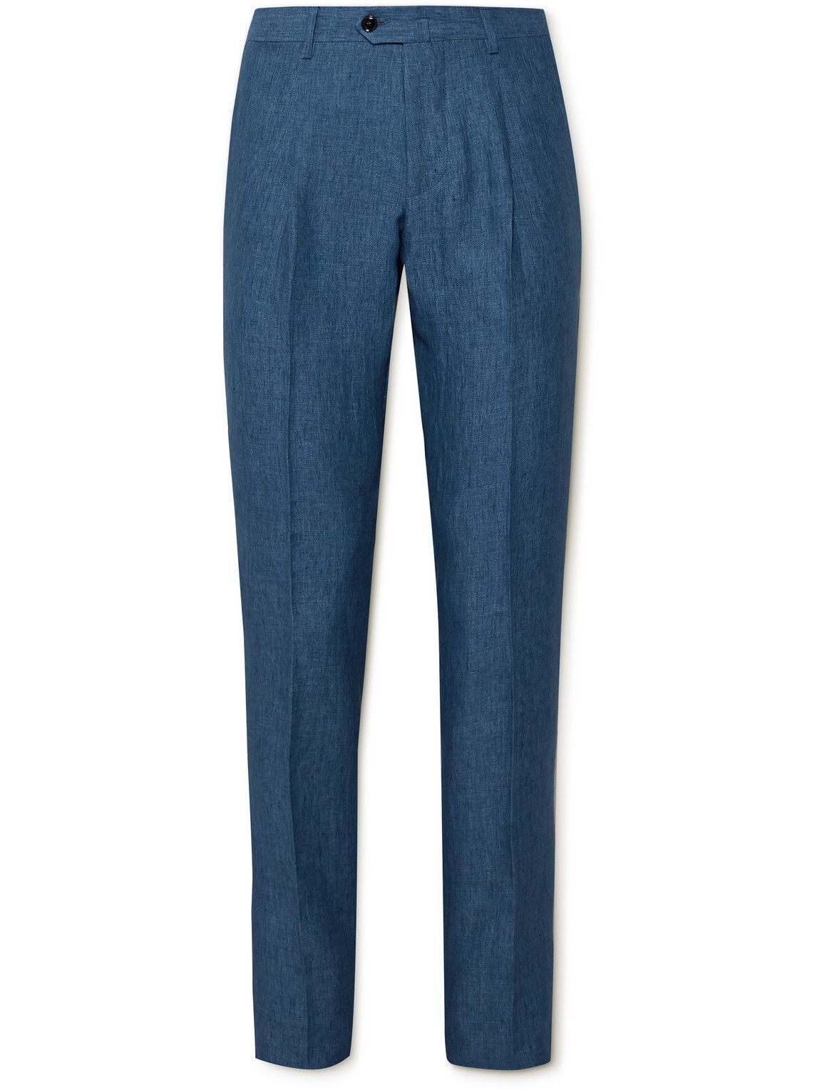 MP Massimo Piombo - Andy Straight-Leg Pleated Linen Suit Trousers - Blue
