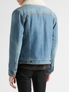 SAINT LAURENT - Shearling-Trimmed Denim Trucker Jacket - Blue