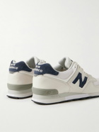 New Balance - 576 Suede-Trimmed Leather and Mesh Sneakers - Gray