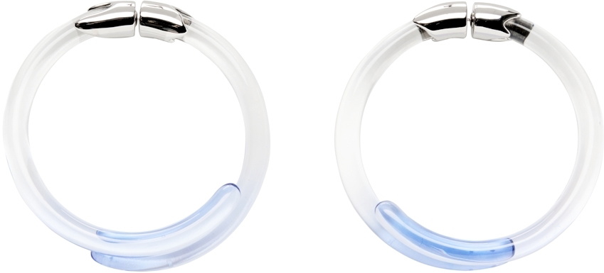Lorette Colé Duprat SSENSE Exclusive Silver & Blue Resin Hoop Earrings