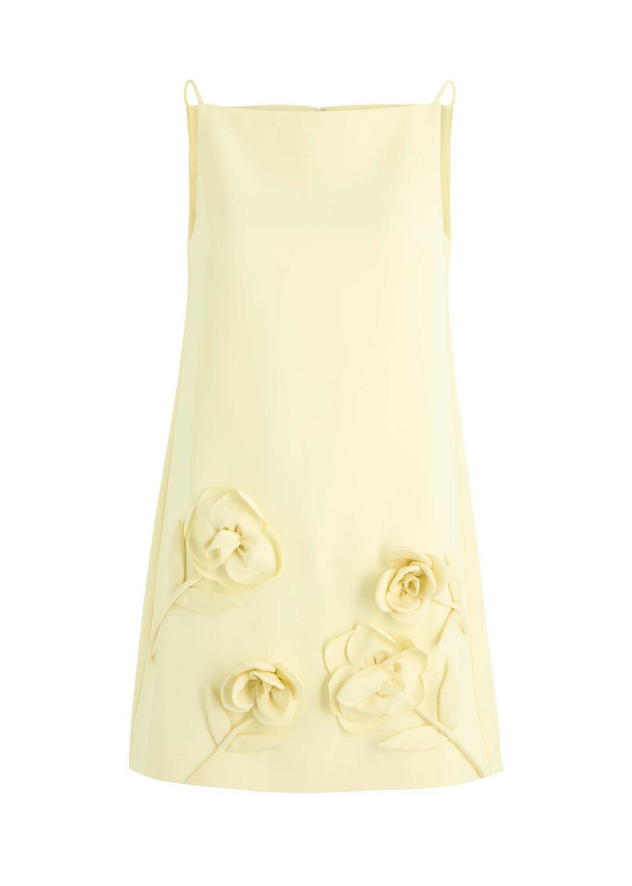 Self-portrait Floral-appliquéd Mini Dress Yellow